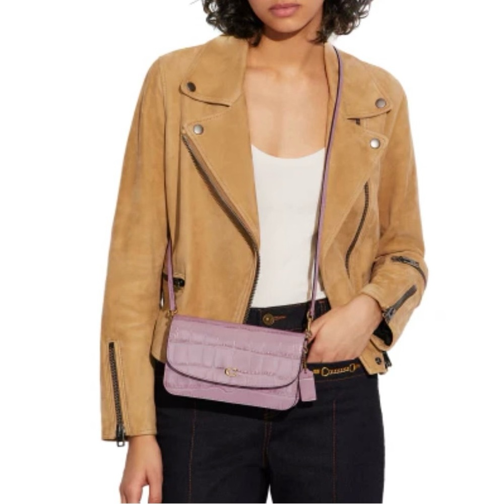 Coach Lilac Croc-Embossed Leather Crossbody Bag